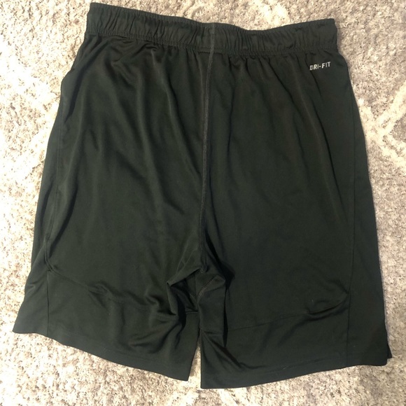 Size Large Mens black dri-fit shorts with white swoosh. In like new condition - Picture 2 of 5